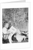 Girl Sitting Beside Christmas Tree by Anonymous