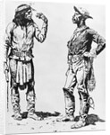 Illustration of Native American Communicating in Sign Language to Black Cavalryman by Frederic Remington