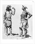 Illustration of Native American Communicating in Sign Language to Black Cavalryman by Frederic Remington