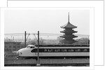 Bullet Train Running Past Pagodas by Anonymous