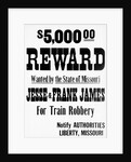 Five Thousand Dollar Reward Sign For Jesse and Frank James by Anonymous