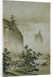 View of a Small Village from Eight Views of the Xiao and Xiang Rivers by Shokei