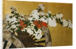 Detail of Flower Carts Edo Period Screen by Anonymous