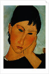 Detail of Female Head from Elvira Resting at a Table by Amedeo Modigliani