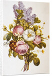 Illustration Depicting a Bouquet of Roses and Lilacs by Anonymous