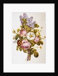 Illustration Depicting a Bouquet of Roses and Lilacs by Anonymous