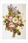 Illustration Depicting a Bouquet of Roses and Lilacs by Anonymous