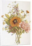 Illustration Depicting a Bouquet of Poppies, Carnations and Foxglove by Anonymous