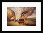 Lithograph Depicting the Destruction of the James River Fleet by Anonymous