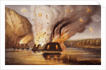 Lithograph Depicting the Destruction of the James River Fleet by Anonymous