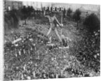 Massive Crowd Attending Rally Under Statue with Peron Inscription by Anonymous