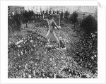 Massive Crowd Attending Rally Under Statue with Peron Inscription by Anonymous