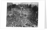 Massive Crowd Attending Rally Under Statue with Peron Inscription by Anonymous
