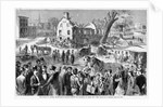 The March of Modern Improvement - Destruction of old Building in Upper New York Illustration by Anonymous
