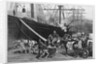 Scene on a New York dock - stevedores unloading a ship by I. P. Pranishnikoff