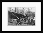 Scene on a New York dock - stevedores unloading a ship by I. P. Pranishnikoff
