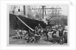 Scene on a New York dock - stevedores unloading a ship by I. P. Pranishnikoff
