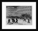 The great snow-storm - operating a snow-plow on a city railroad by Anonymous