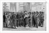 Indian delegations at Washington - presentation to the president. From a photograph by A. Gardner