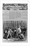 Page with text and diagram. Whipping a negro girl in North Carolina by "unconstructed" Johnsonians by Anonymous