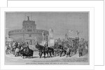 Grand pontifical procession passing the castle of Saint Angelo by Anonymous