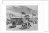 Free swimming baths, foot of fifth street, east river. From a sketch by Stanley Fox by Anonymous