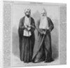 Page with text and diagram. Two members of the Ku-Klux-Klan in their disguises by Corbis