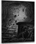 Hoosac Tunnel - Firing the Last Blast - The Workmen Hiding Behind the Barricade to Avoid Flying Rocks by Anonymous