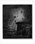 Hoosac Tunnel - Firing the Last Blast - The Workmen Hiding Behind the Barricade to Avoid Flying Rocks by Anonymous