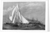 The first day's race for the "America's" Cup - The "Volunteer" running in from Sandy Hook by J.O. Davidson
