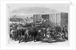 Kansas - Transport of Texas beef on the Kansas Pacific railway - scene at a cattle shoot in Abilene, Kansas by Anonymous