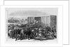 Kansas - Transport of Texas beef on the Kansas Pacific railway - scene at a cattle shoot in Abilene, Kansas by Anonymous