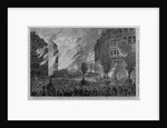 The Great Fire in Boston - View of the conflagration in Devonshire Street, looking south toward Beebe & Co.'s Buildings, on Winthrop Square. From a s by Anonymous