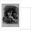 Under the mistletoe - "In the curtained arch these two sat, and told the old story, while the great yule log blazed before them." by Anonymous
