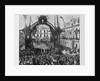 The Panama Canal - M. De Lesseps, on his arrival at Panama, receiving a floral crown under the triumphal arch in front of the Episcopal Palace. See p by Anonymous