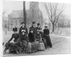 People Sitting Near a Church in Winter by Anonymous