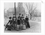 People Sitting Near a Church in Winter by Anonymous