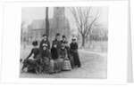 People Sitting Near a Church in Winter by Anonymous