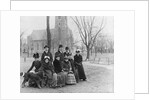 People Sitting Near a Church in Winter by Anonymous