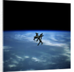 Mir Space Station Orbiting Earth by Anonymous