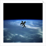 Mir Space Station Orbiting Earth by Anonymous