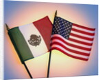 Flags of Mexico and United States by Anonymous