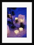Candles Sitting on Snow by Tree by Anonymous