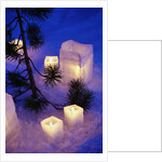 Candles Sitting on Snow by Tree by Anonymous