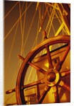 Wooden Steering Wheel on Sailboat by Anonymous