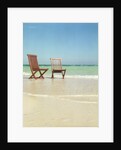 Pair of Wooden Lounge Chairs on Beach by Anonymous