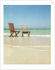 Pair of Wooden Lounge Chairs on Beach by Anonymous