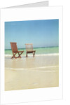 Pair of Wooden Lounge Chairs on Beach by Anonymous