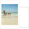 Pair of Wooden Lounge Chairs on Beach by Anonymous