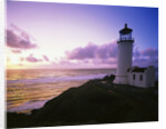 Lighthouse by Beach at Sunset by Anonymous